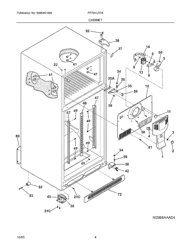 CABINET Diagram and Parts List for FRT21LR7ABS  Frigidaire Refrigerator