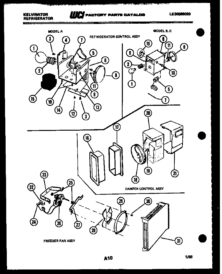 REFRIGERATOR CONTROL ASSEMBLY, DAMP Diagram and Parts List for FMK220EN0F  Kelvinator Refrigerator