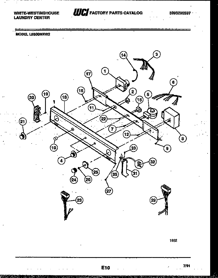 CONSOLE AND CONTROL PARTS Diagram and Parts List for LE600MXD2  Frigidaire Washer Dryer Combo