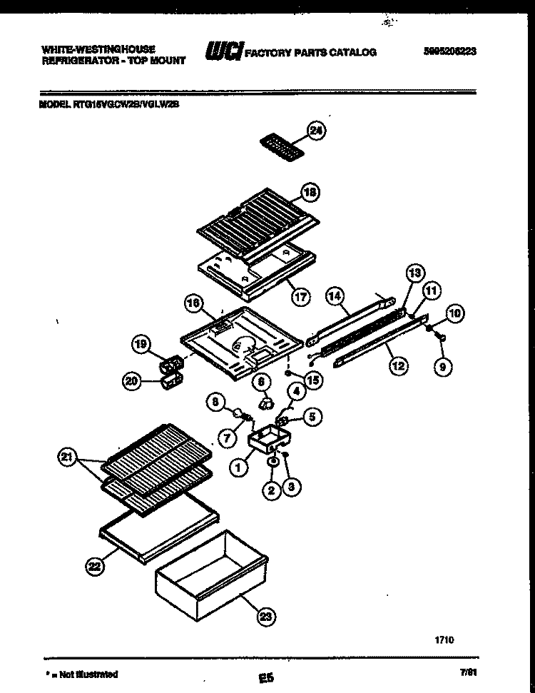 SHELVES AND SUPPORTS Diagram and Parts List for RTG15VGLH2B  Frigidaire Refrigerator