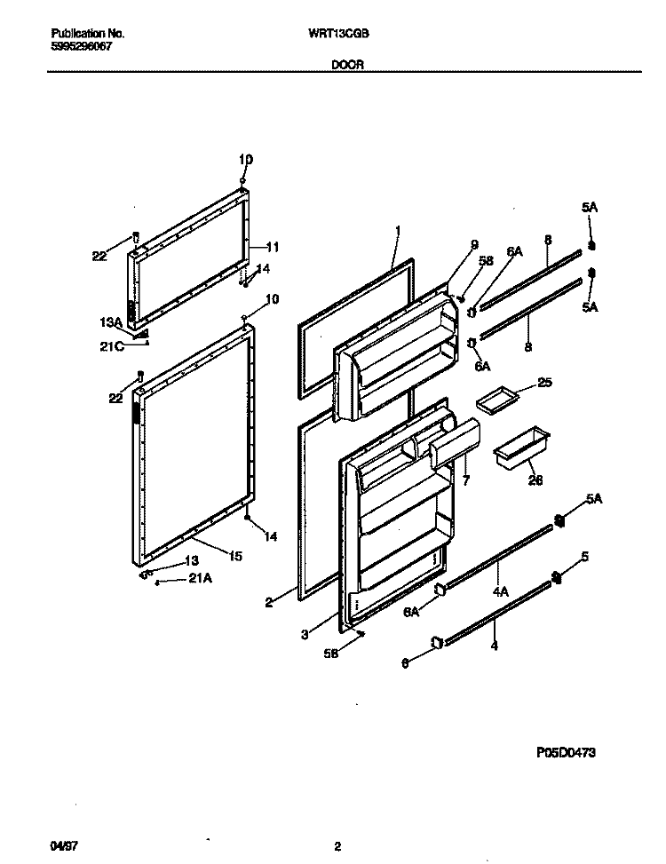 DOOR Diagram and Parts List for WRT13CGBD4  Frigidaire Refrigerator