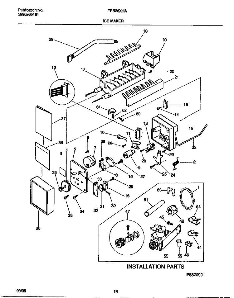 ICE MAKER Diagram and Parts List for FRS28XHAD3  Frigidaire Refrigerator
