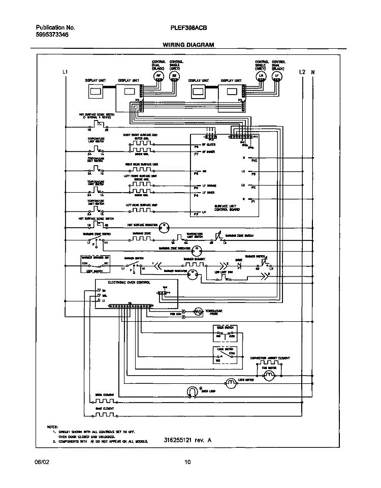WIRING DIAGRAM Diagram and Parts List for PLEF398ACB  Frigidaire Range