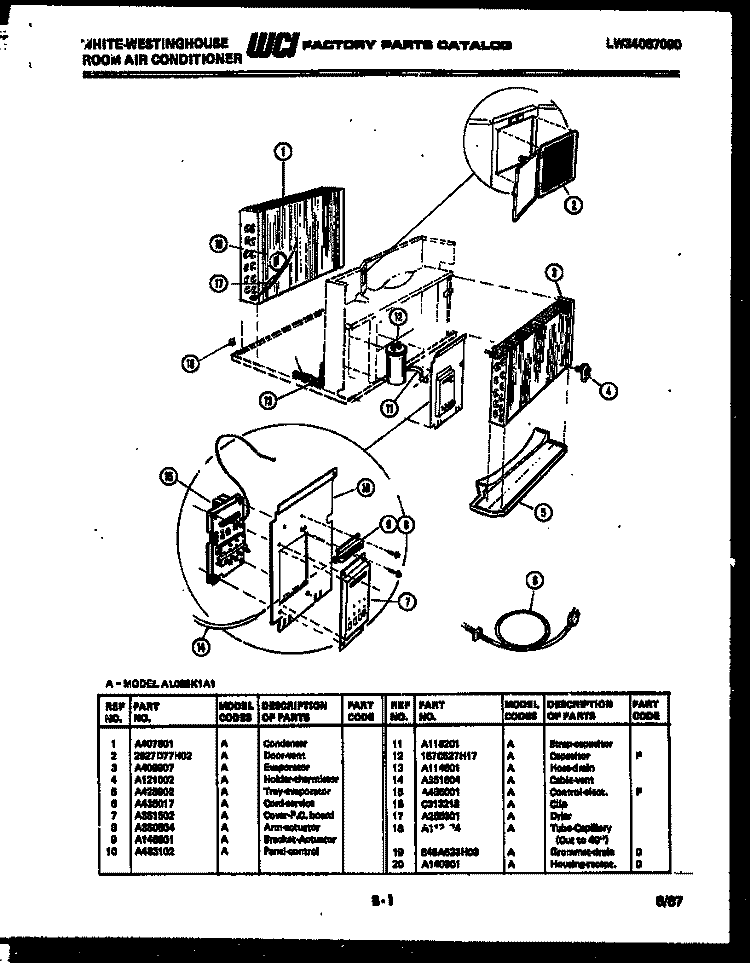 CABINET PARTS Diagram and Parts List for AH128K2A1  Frigidaire Air Conditioner