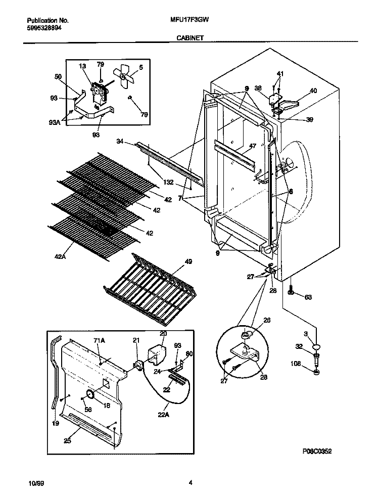 CABINET Diagram and Parts List for MFU17F3GW6  Frigidaire Freezer