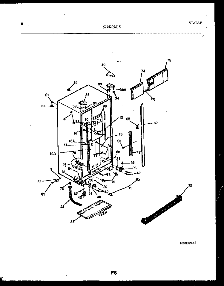 CABINET PARTS Diagram and Parts List for FPCIS22VPW1  Frigidaire Refrigerator