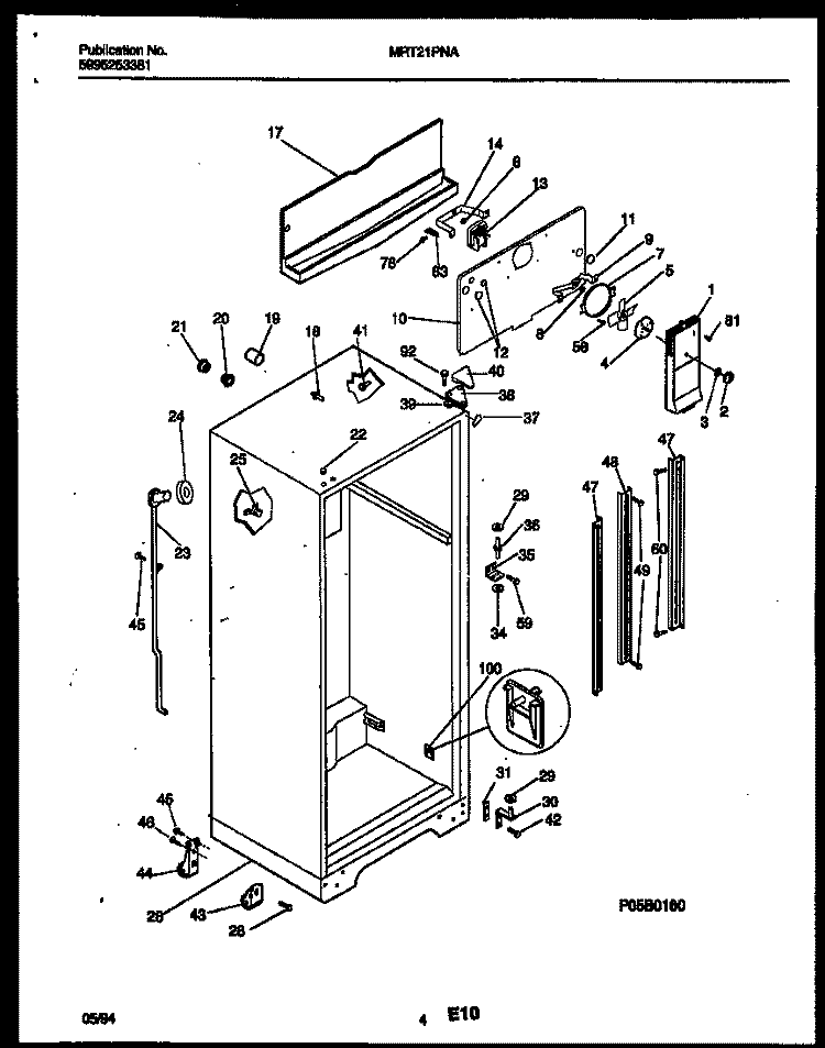 CABINET PARTS Diagram and Parts List for MRT21PNAW0  Frigidaire Refrigerator