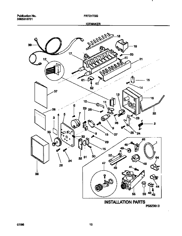 ICE MAKER Diagram and Parts List for FRT21TSGD1  Frigidaire Refrigerator