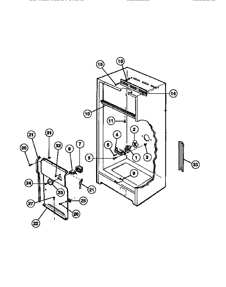 CABINET Diagram and Parts List for MFU14F3BW2  Frigidaire Freezer