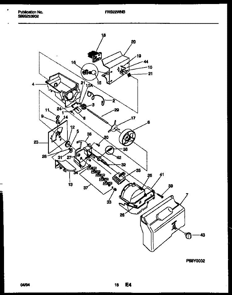 ICE DISPENSER Diagram and Parts List for FRS22WNBW0  Frigidaire Refrigerator