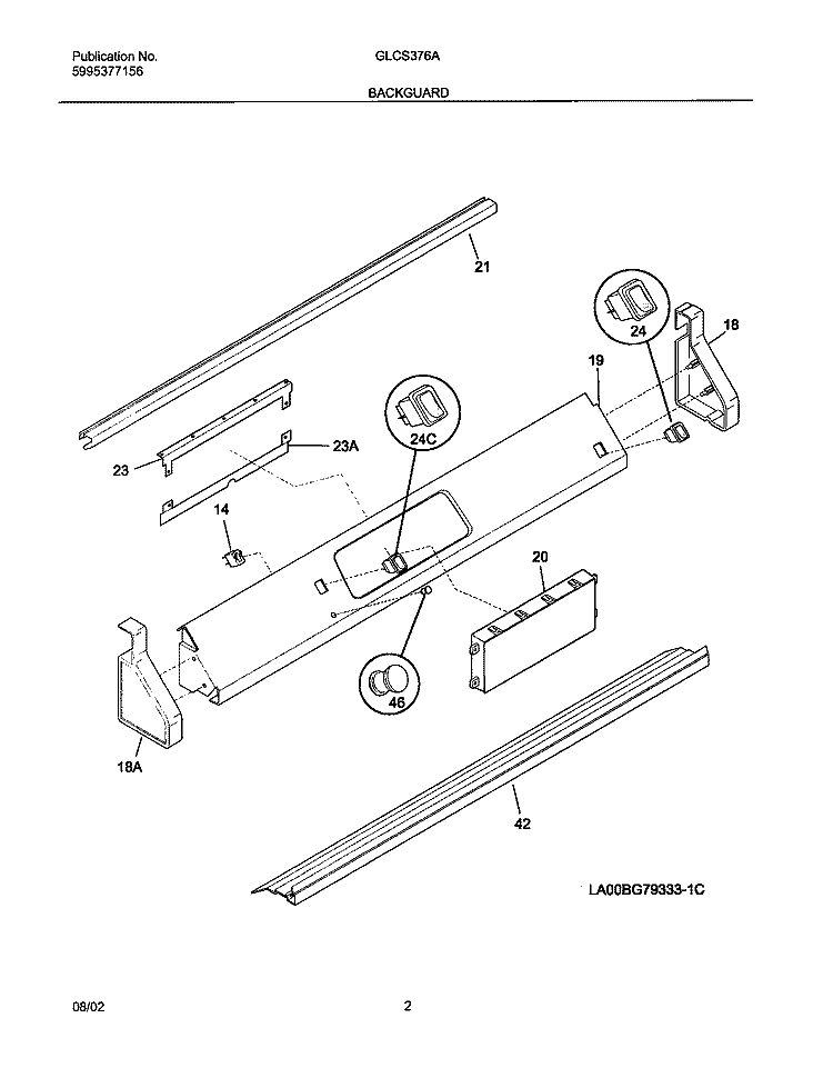 BACKGUARD Diagram and Parts List for GLCS376ASD  Frigidaire Range