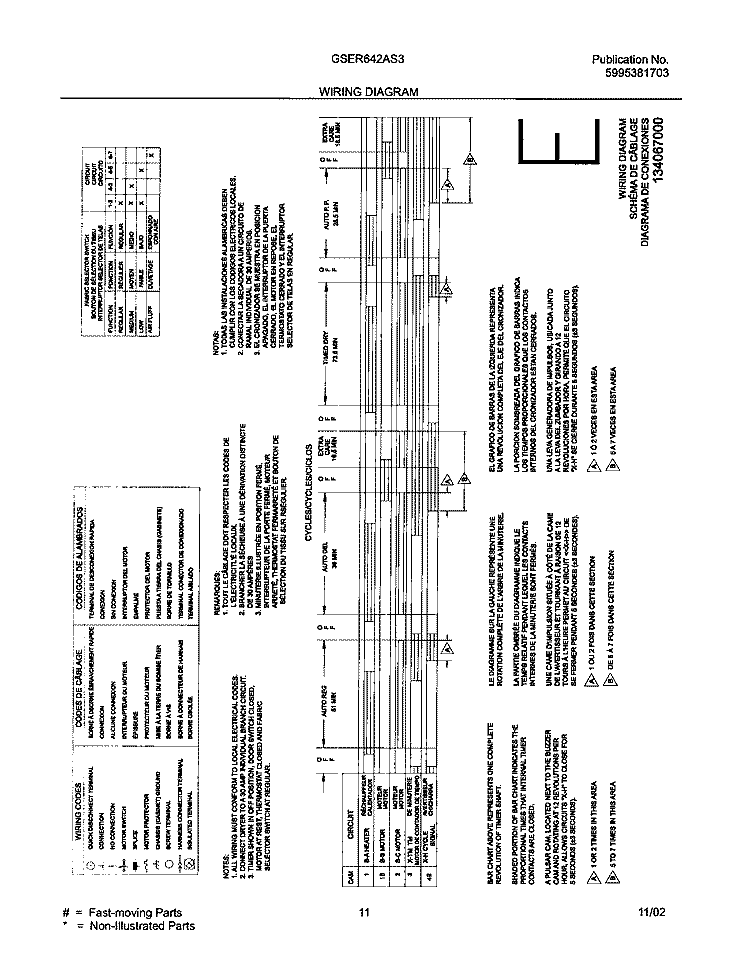 WIRING DIAGRAM Diagram and Parts List for GSER642AS3  Frigidaire Dryer