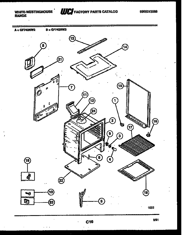 BODY PARTS Diagram and Parts List for GF740ND3  Frigidaire Range