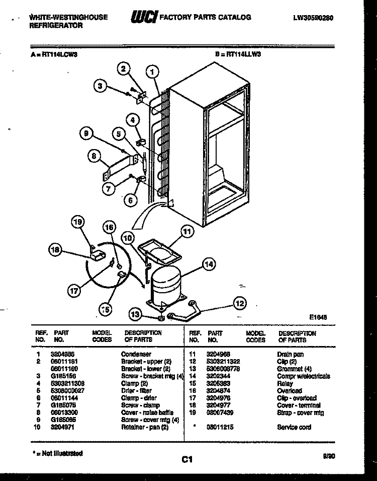 SYSTEM AND AUTOMATIC DEFROST PARTS Diagram and Parts List for RT114LCD3  Frigidaire Refrigerator