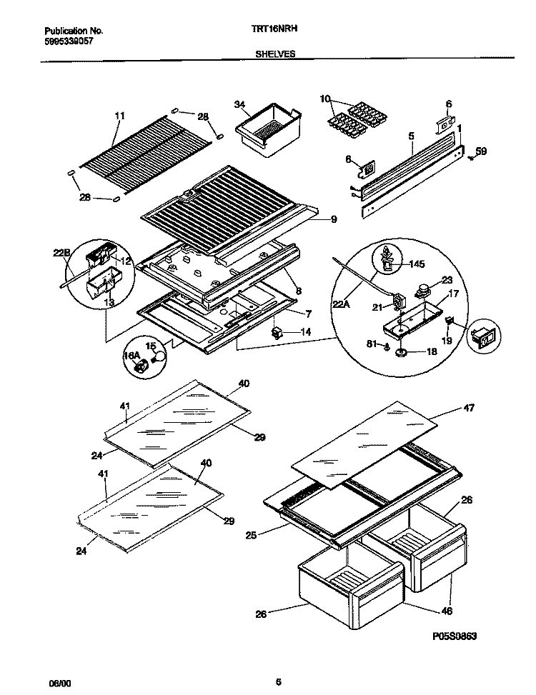 SHELVES Diagram and Parts List for TRT16NRHW2  Tappan Refrigerator