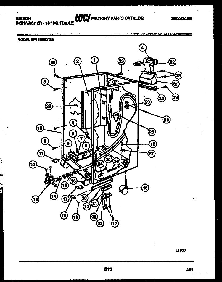 CABINET PARTS Diagram and Parts List for SP18D5KYGA  Gibson Dishwasher