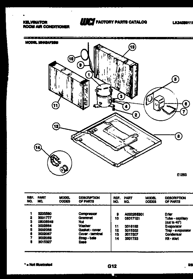 SYSTEM PARTS Diagram and Parts List for MH424F2SB  Kelvinator Air Conditioner