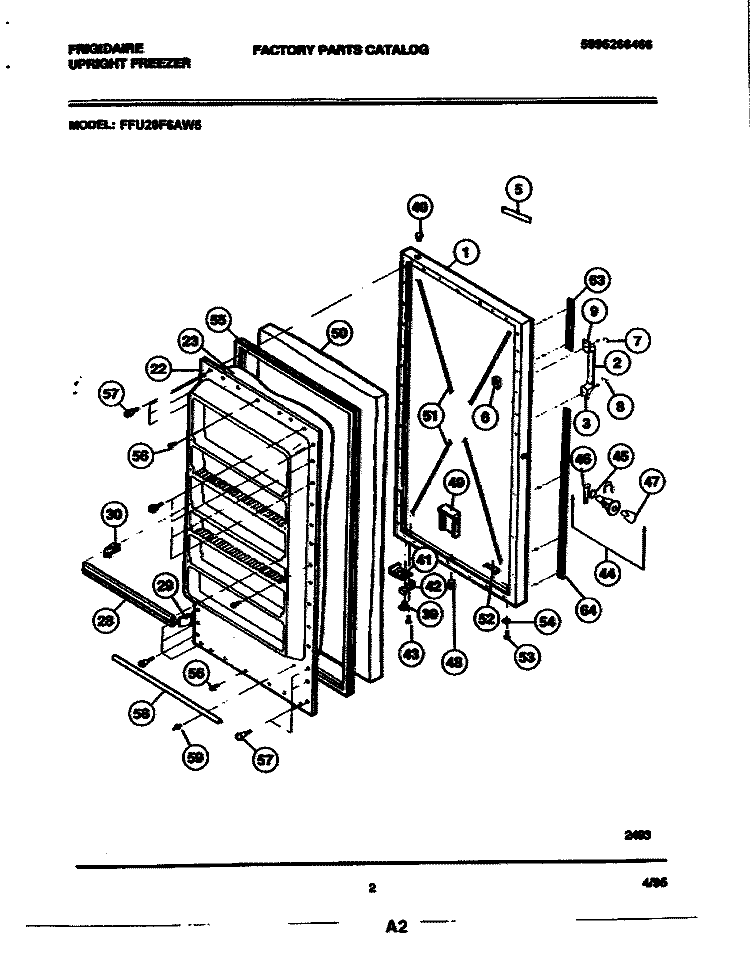 DOOR Diagram and Parts List for FFU20F6AW5  Frigidaire Freezer