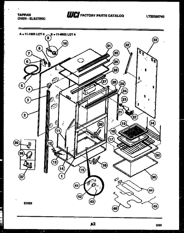 BODY PARTS Diagram and Parts List for 11-6653-00-04  Tappan Wall Oven