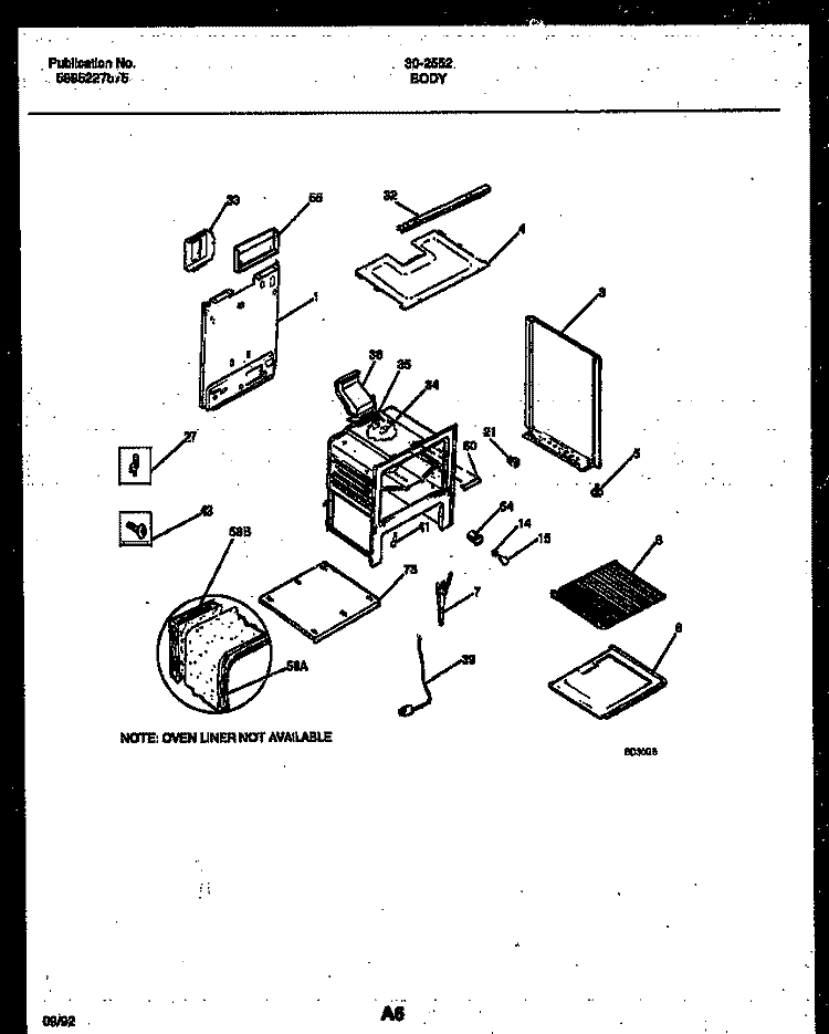 BODY PARTS Diagram and Parts List for 30-2552-00-01  Tappan Range