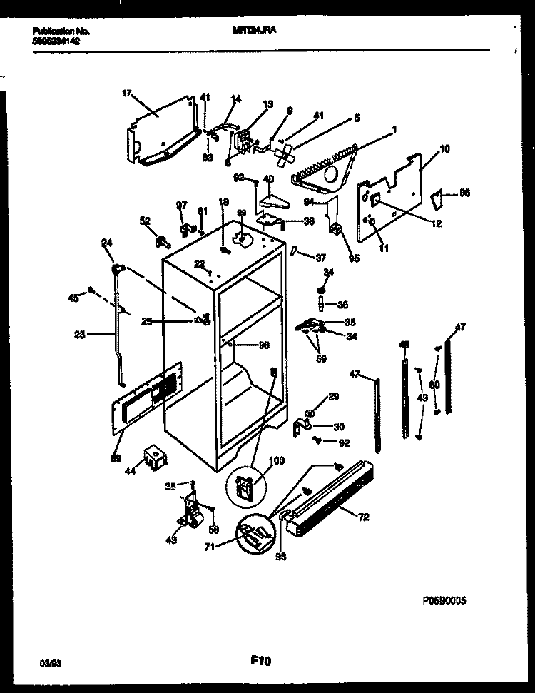 CABINET PARTS Diagram and Parts List for MRT24JRAD0  Frigidaire Refrigerator