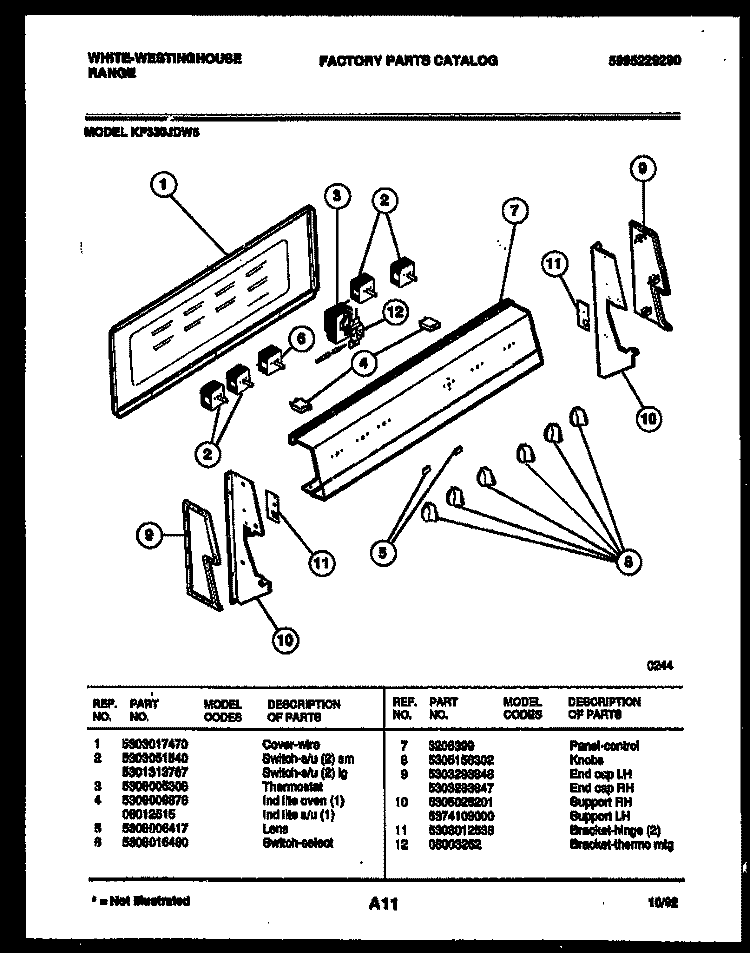BACKGUARD Diagram and Parts List for KF330JDW5  Frigidaire Range