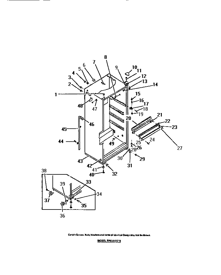 CABINET Diagram and Parts List for FPE21TCH0  Frigidaire Refrigerator