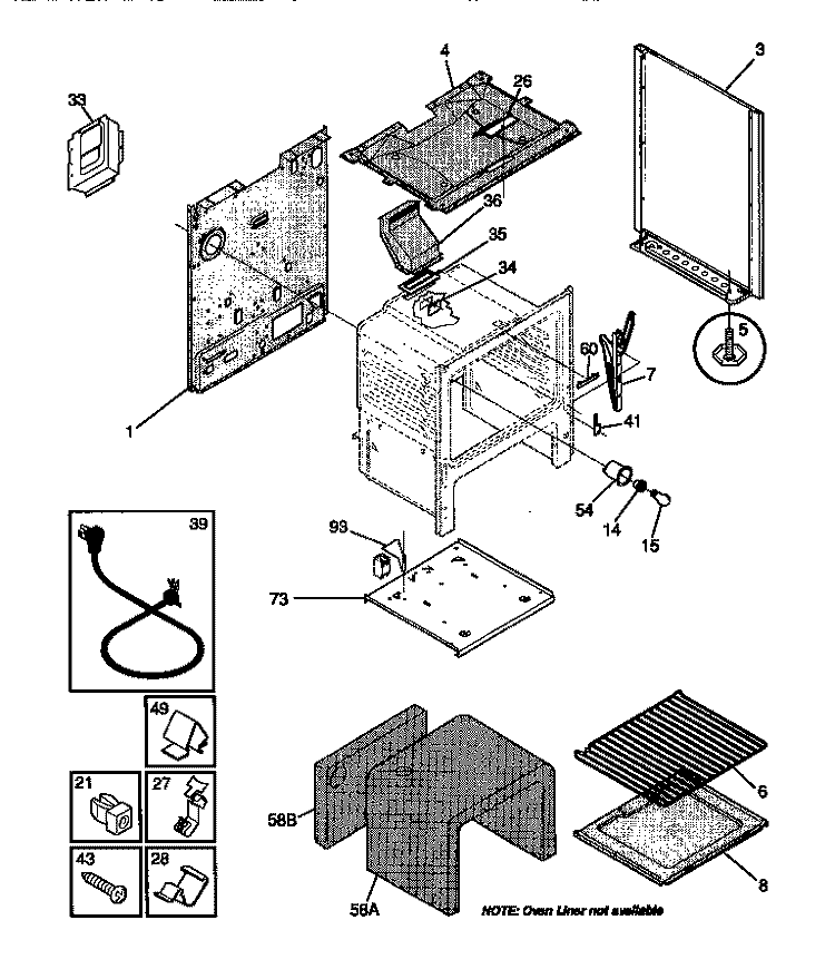 BODY Diagram and Parts List for GGF325BBWB  Gibson Range