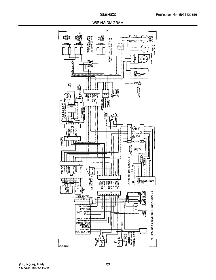 WIRING DIAGRAM Diagram and Parts List for GS26HSZCB3  Frigidaire Refrigerator