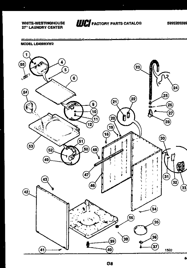 CABINET PARTS Diagram and Parts List for LE400MXD2  Frigidaire Washer Dryer Combo