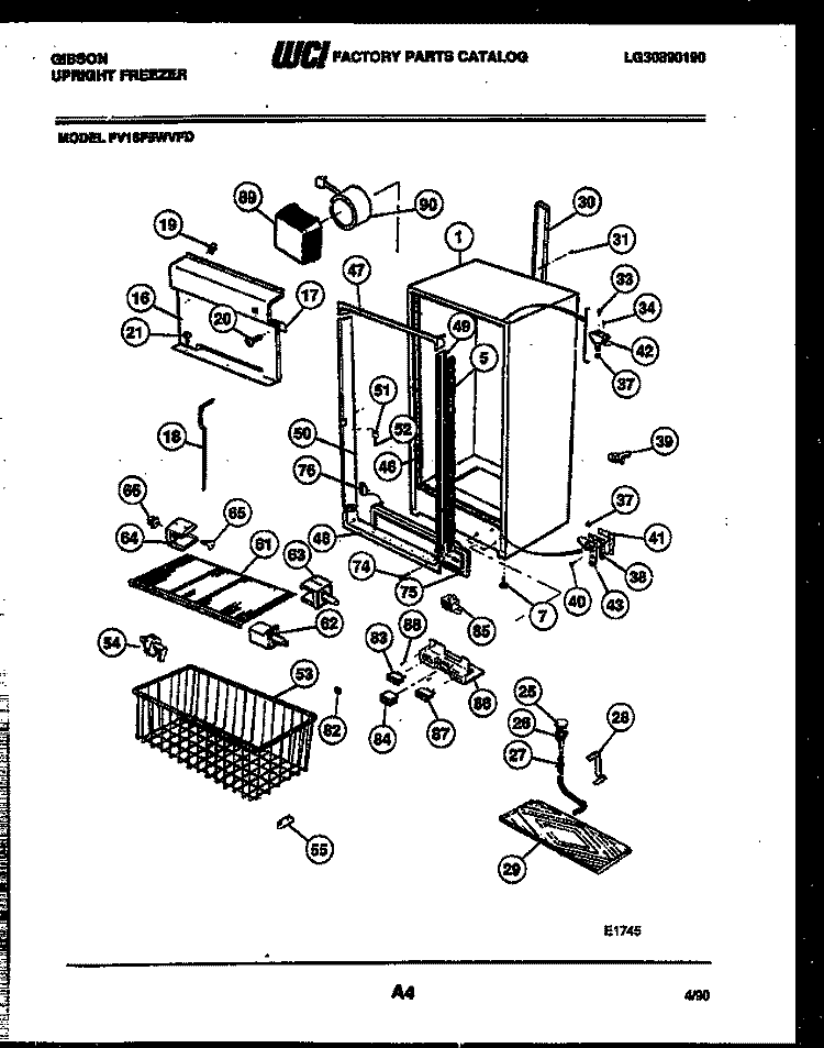 CABINET PARTS Diagram and Parts List for FV16F5WVFD  Gibson Freezer