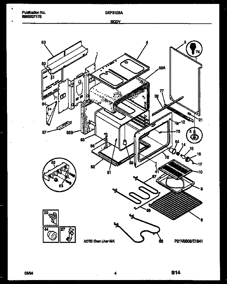 BODY Diagram and Parts List for GEF312BAWA  Gibson Range