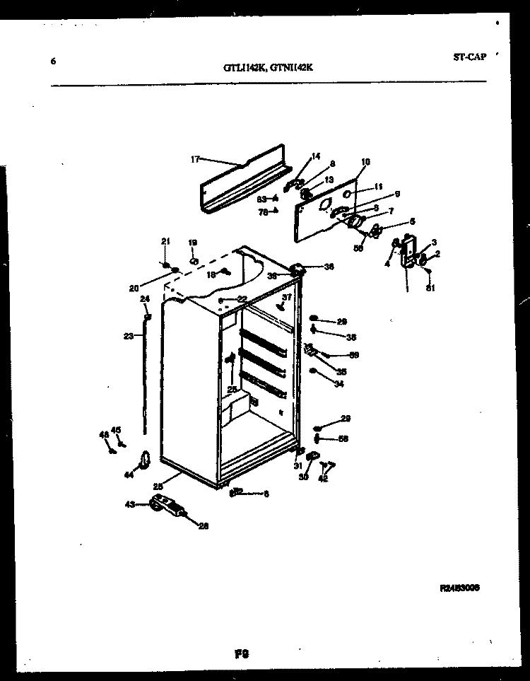 CABINET PARTS Diagram and Parts List for GTNI142BK2  Frigidaire Refrigerator