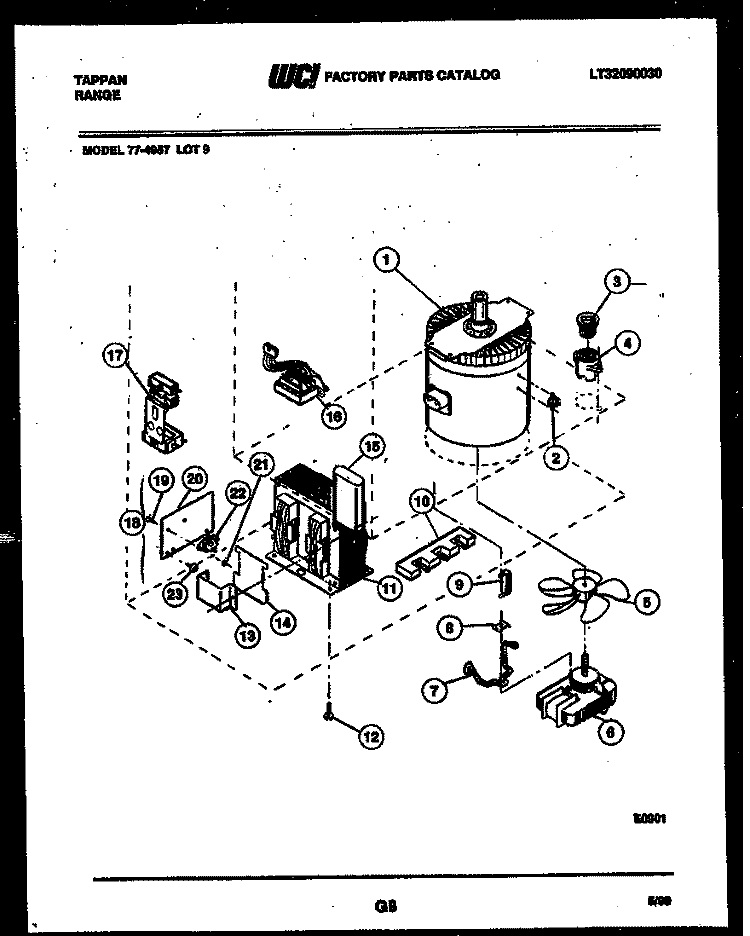 POWER CONTROL Diagram and Parts List for 77-4957-32-09  Tappan Range