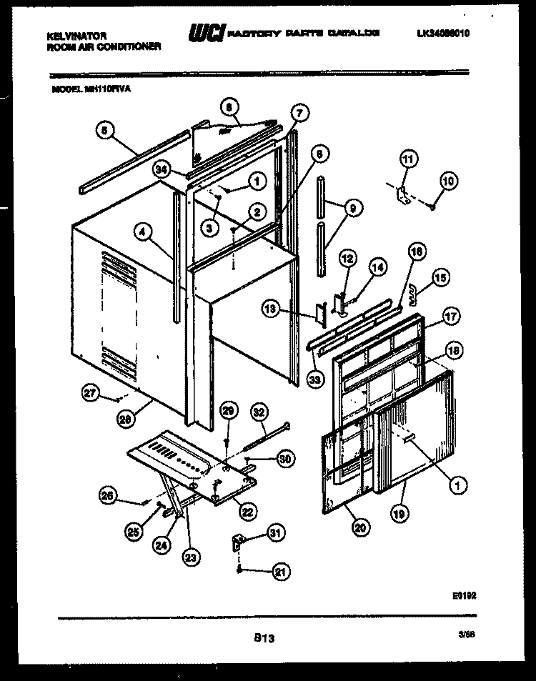 CABINET AND INSTALLATION PARTS Diagram and Parts List for MH110F1UA  Kelvinator Air Conditioner