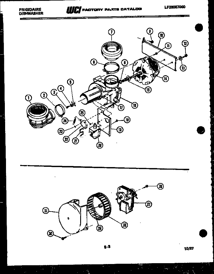 MOTOR PUMP AND POWER DRY PARTS Diagram and Parts List for DW5500FL1  Frigidaire Dishwasher
