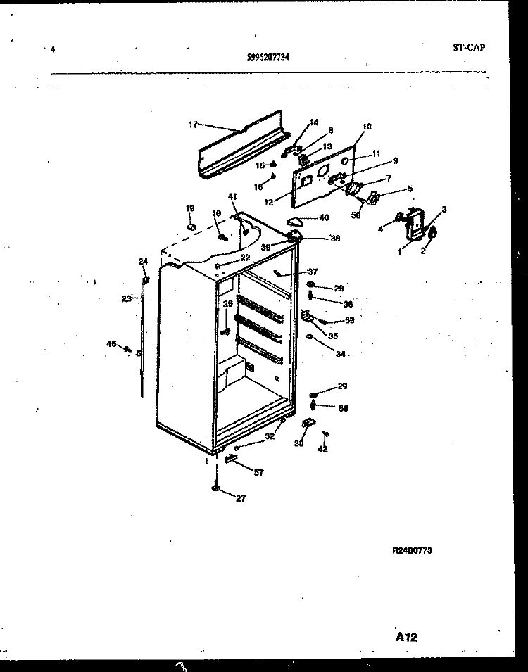 CABINET PARTS Diagram and Parts List for PRT173MCD1  Frigidaire Refrigerator