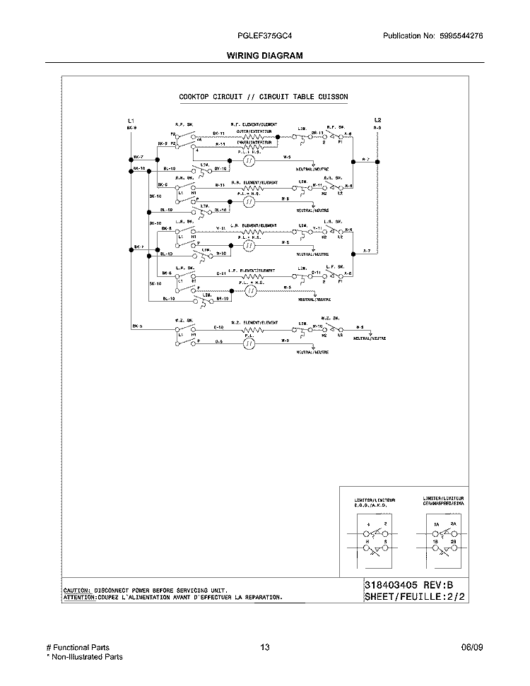 WIRING DIAGRAM Diagram and Parts List for PGLEF375GC4  Frigidaire Wall Oven