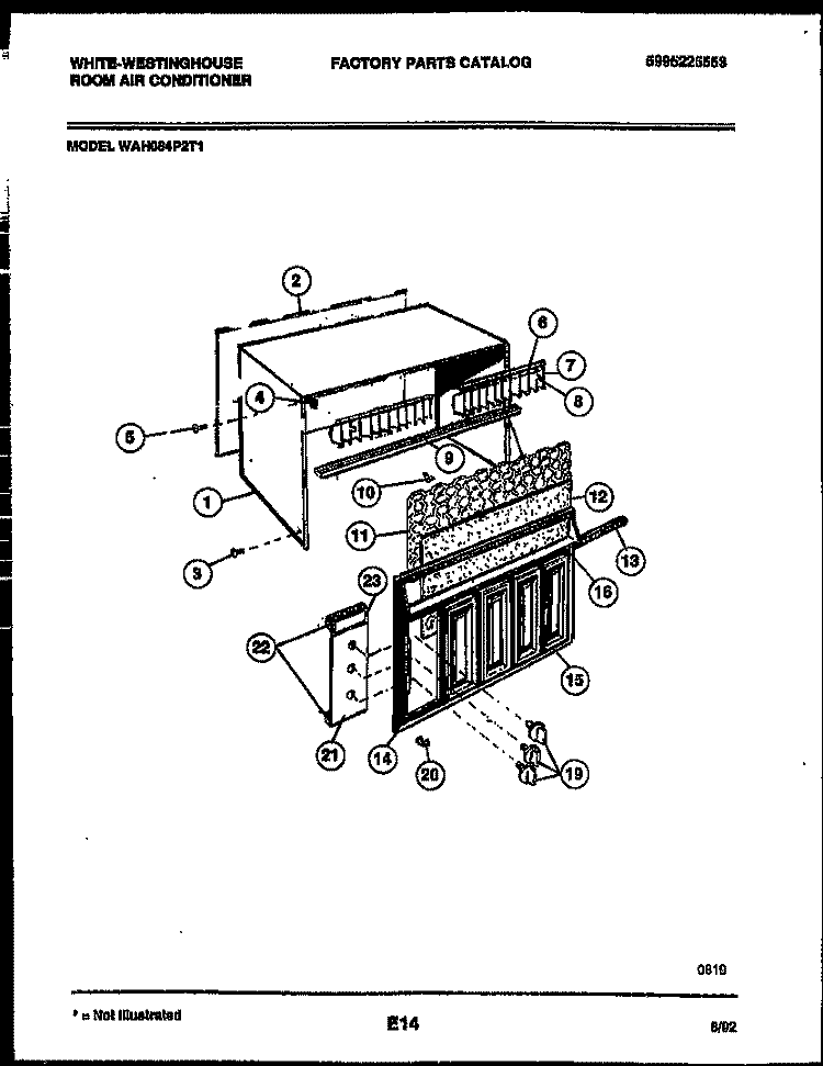 CABINET PARTS Diagram and Parts List for WAH084P2T1  Frigidaire Air Conditioner