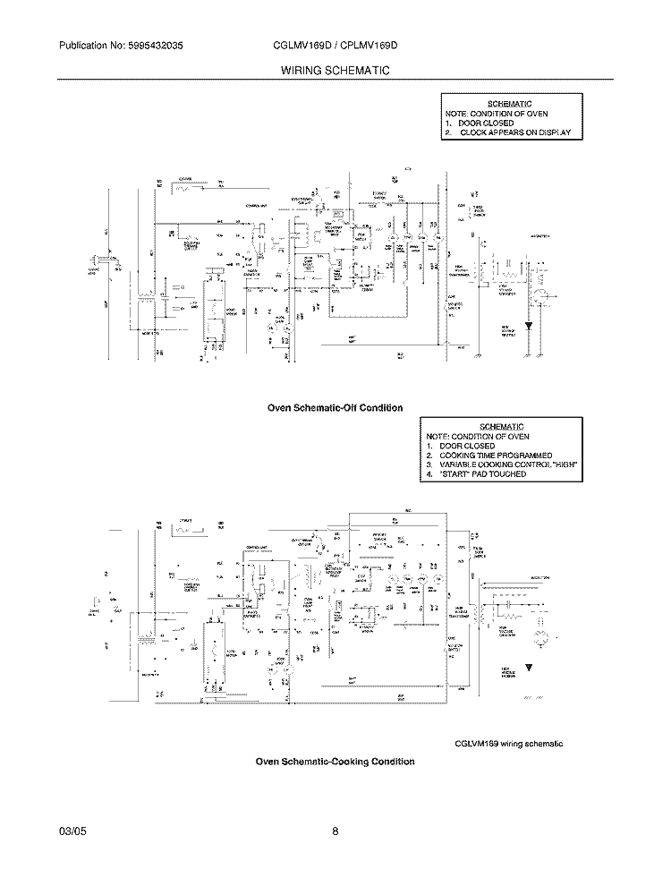 WIRING SCHEMATIC Diagram and Parts List for CGLMV169DSB  Frigidaire Microwave