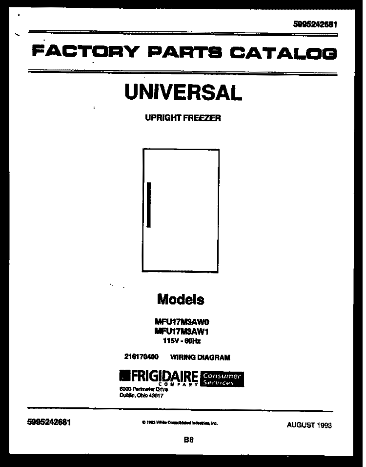 COVER Diagram and Parts List for MFU17M3AW1  Tappan Freezer