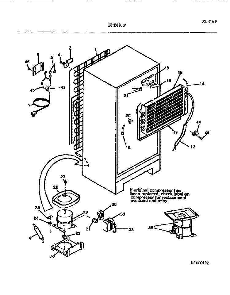 COOLING SYSTEM Diagram and Parts List for FPD19TPL0  Frigidaire Refrigerator