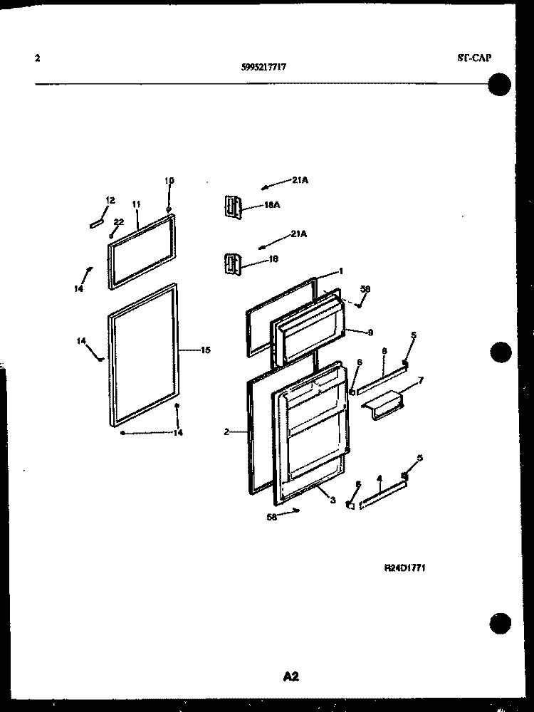 DOOR PARTS Diagram and Parts List for TPK160JN2W  Kelvinator Refrigerator