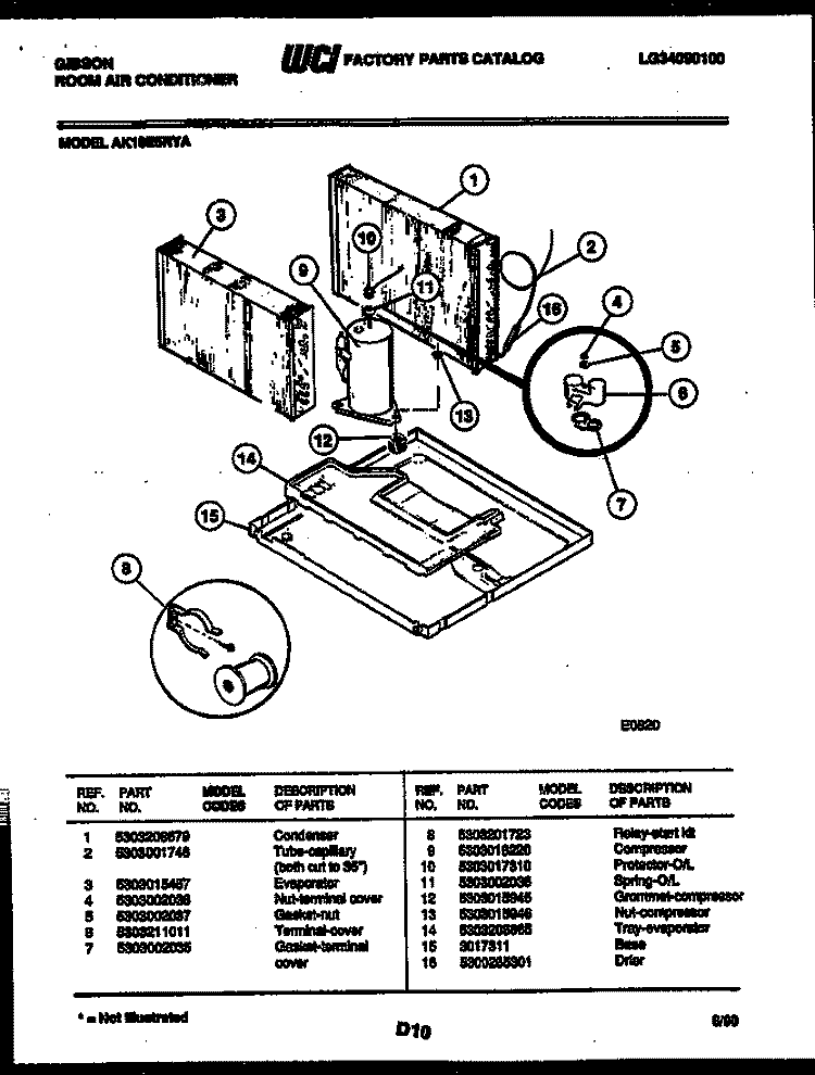 SYSTEM PARTS Diagram and Parts List for AK18E5RYA  Gibson Air Conditioner