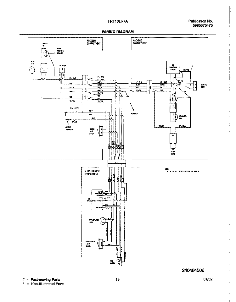 WIRING DIAGRAM Diagram and Parts List for FRT18LR7AQ4  Frigidaire Refrigerator