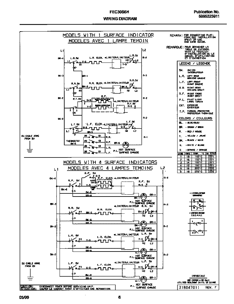 WIRING DIAGRAM Diagram and Parts List for FEC3026HSA  Frigidaire Cooktop