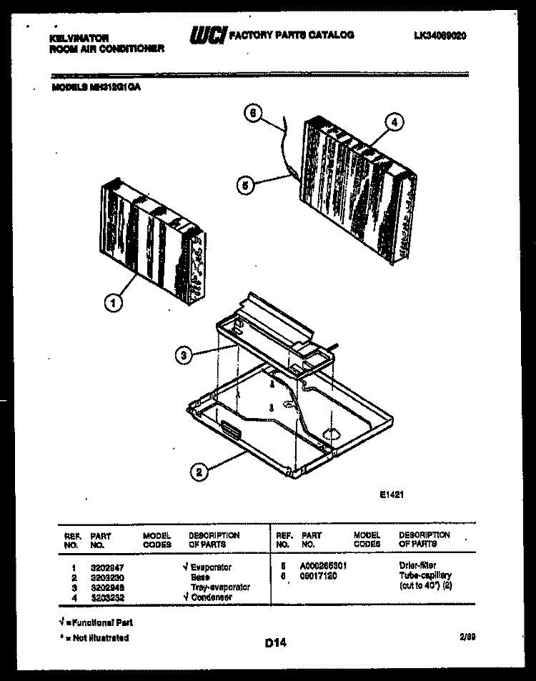UNIT PARTS Diagram and Parts List for MH312G1QA  Kelvinator Air Conditioner