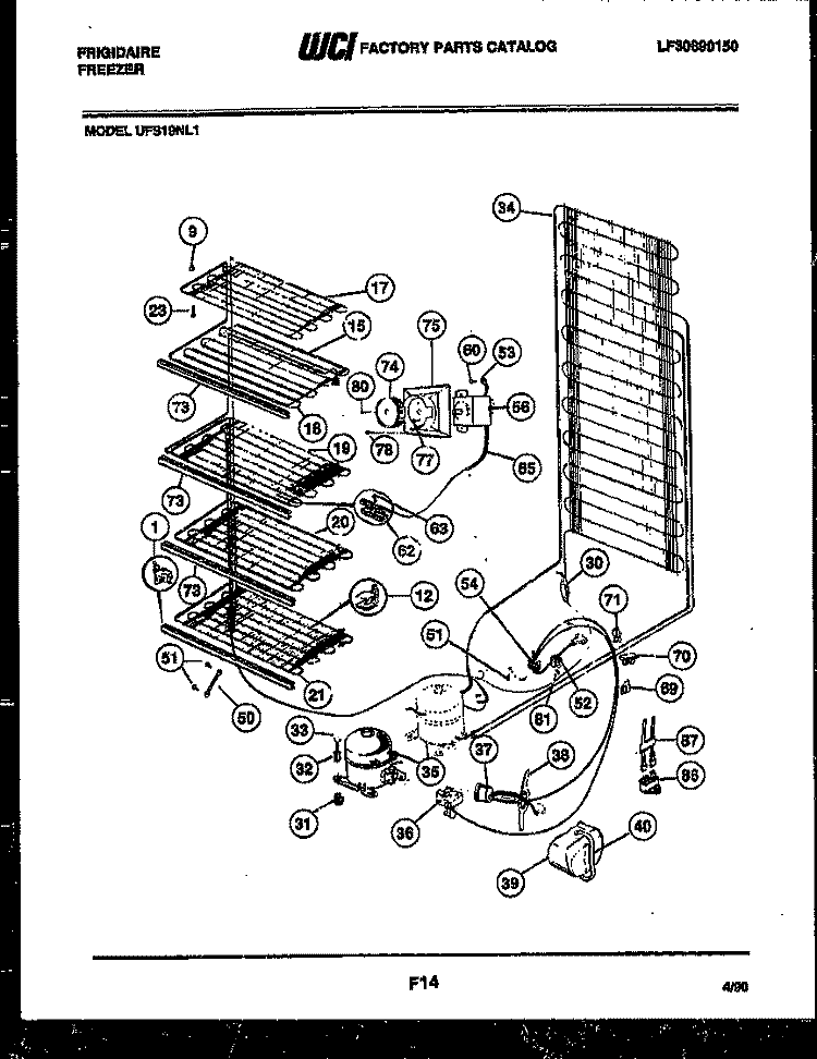 SYSTEM AND ELECTRICAL PARTS Diagram and Parts List for UFS19NL1  Frigidaire Freezer
