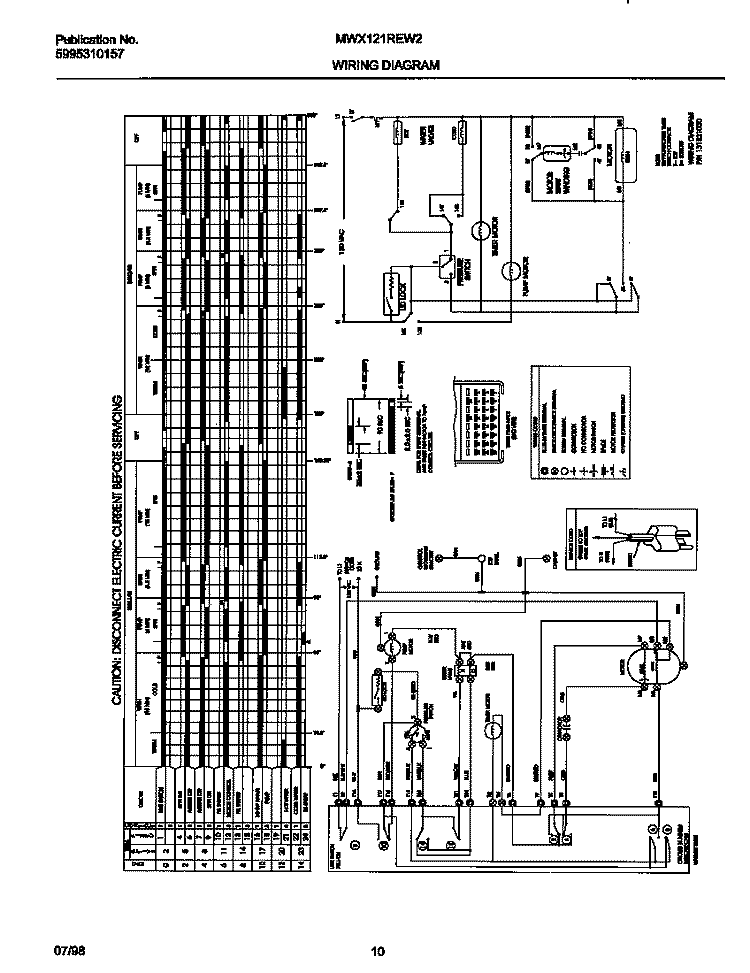 WIRING DIAGRAM Diagram and Parts List for MWX121REW2  Frigidaire Washer