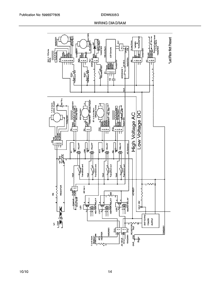 WIRING DIAGRAM Diagram and Parts List for EIDW6305GW1A  Electrolux Dishwasher